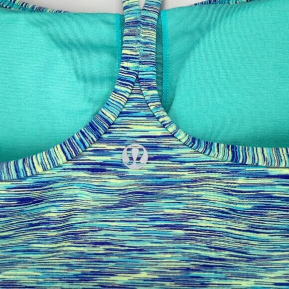 LULULEMON Power Y Tank Luon Size 10 Space Dye Camo Alberta Lake Fresh Teal - Picture 7 of 8